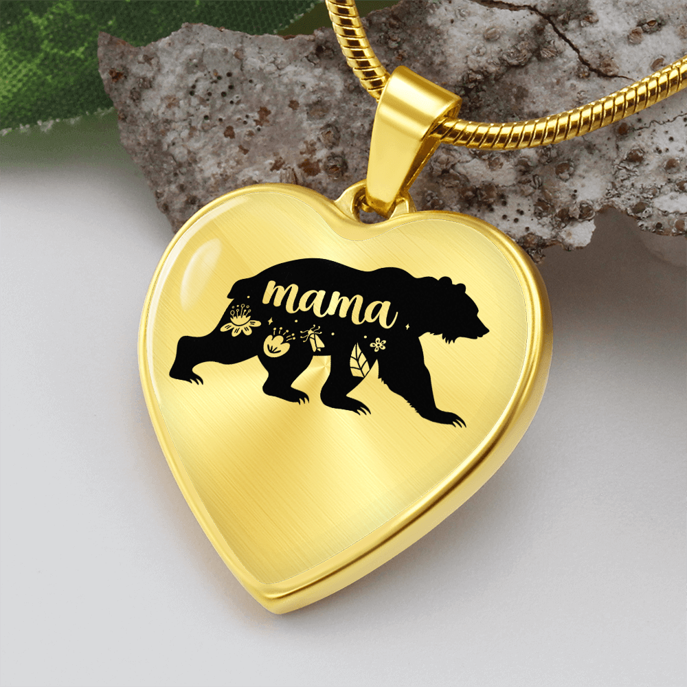 Mama bear - Graphic Heart Necklace - JustFamilyThings
