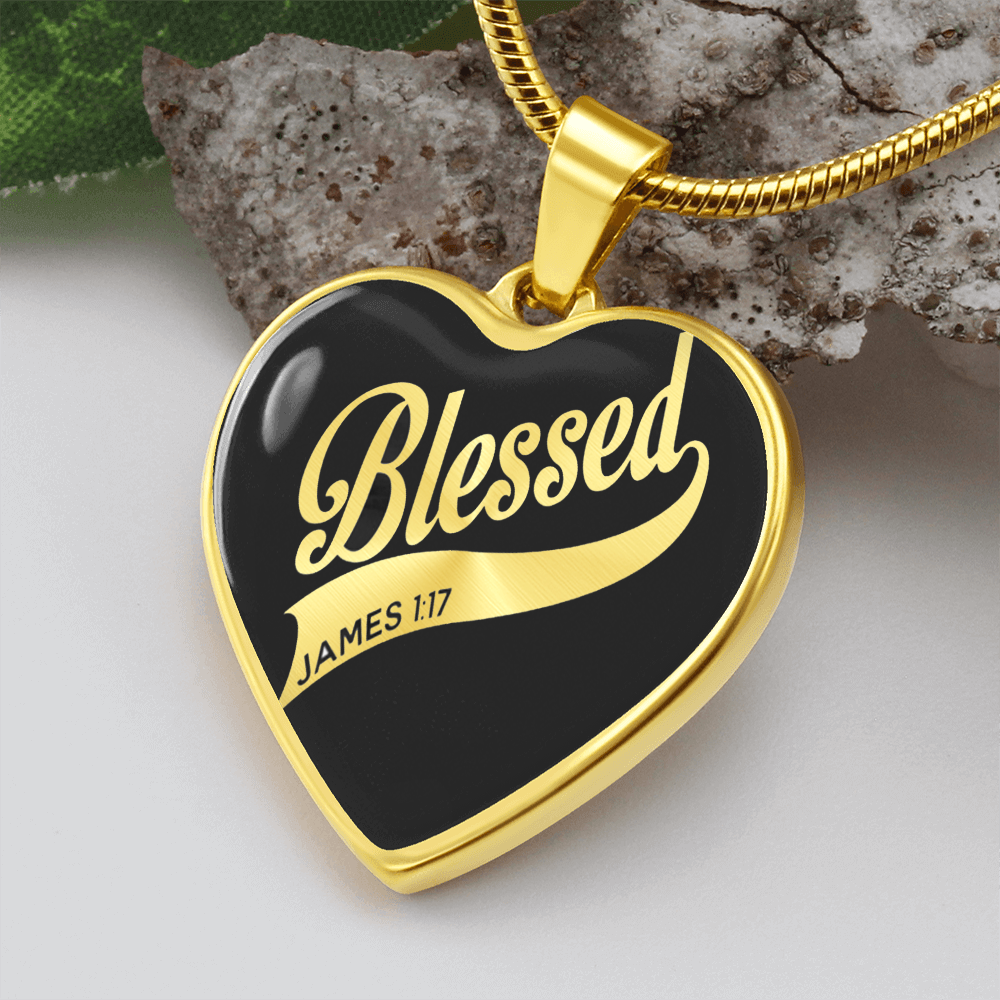 Blessed - Graphic Heart Necklace - JustFamilyThings