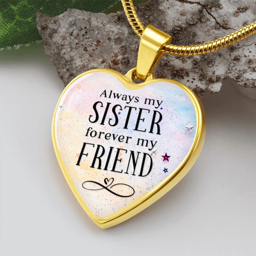 Always my sister - Graphic Heart Necklace - JustFamilyThings