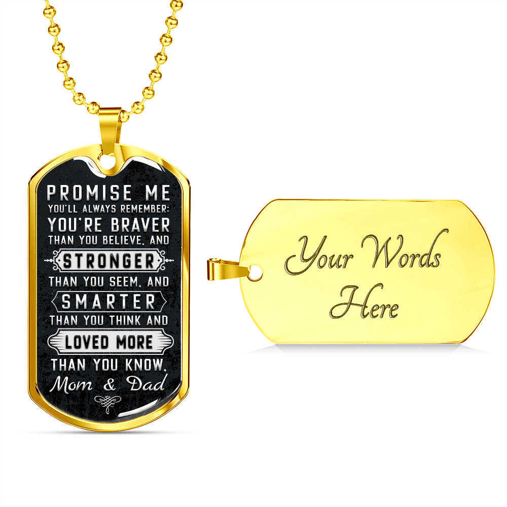 Gift To Son from Mom and Dad - Dog Tag - JustFamilyThings