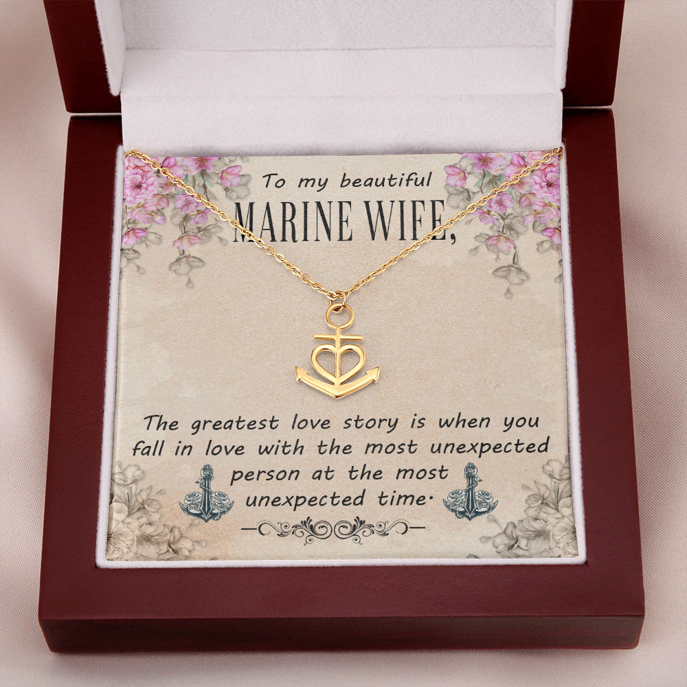 To My Beautiful Marine Wife - Anchor Pendant Necklace - JustFamilyThings