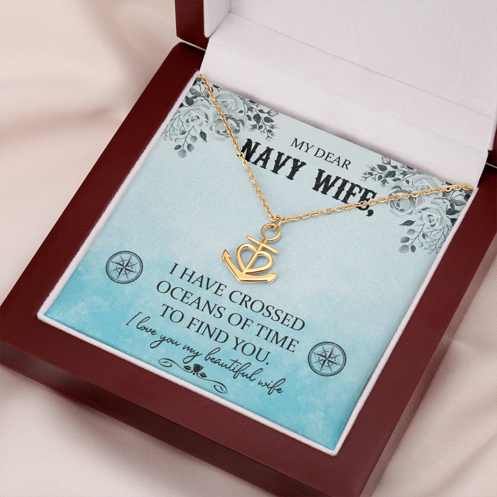 My Dear Navy Wife - Anchor Pendant Necklace - JustFamilyThings