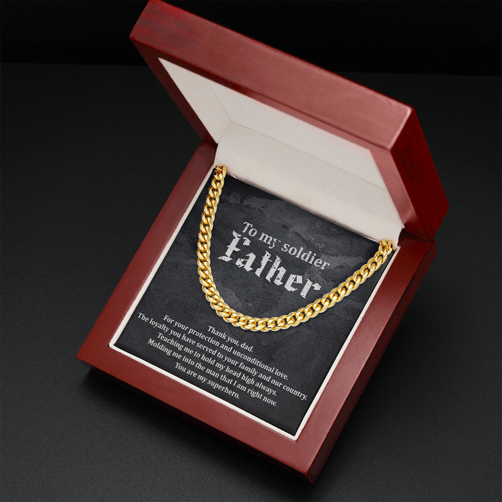 Gift For Soldier Father, Cuban Link Chain For Soldier Dad - Cuban Link Chain - JustFamilyThings