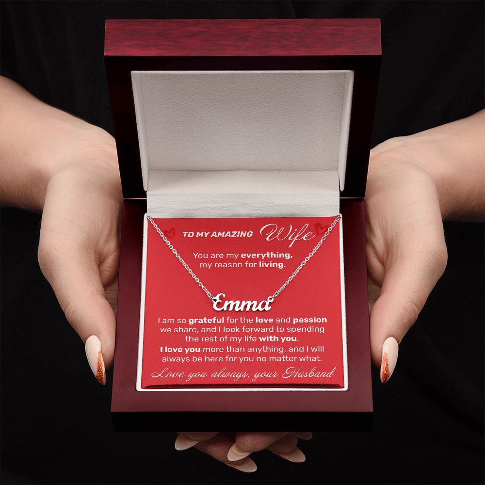 To My Amazing Wife - I Am So Grateful - Custom Name Necklace - JustFamilyThings