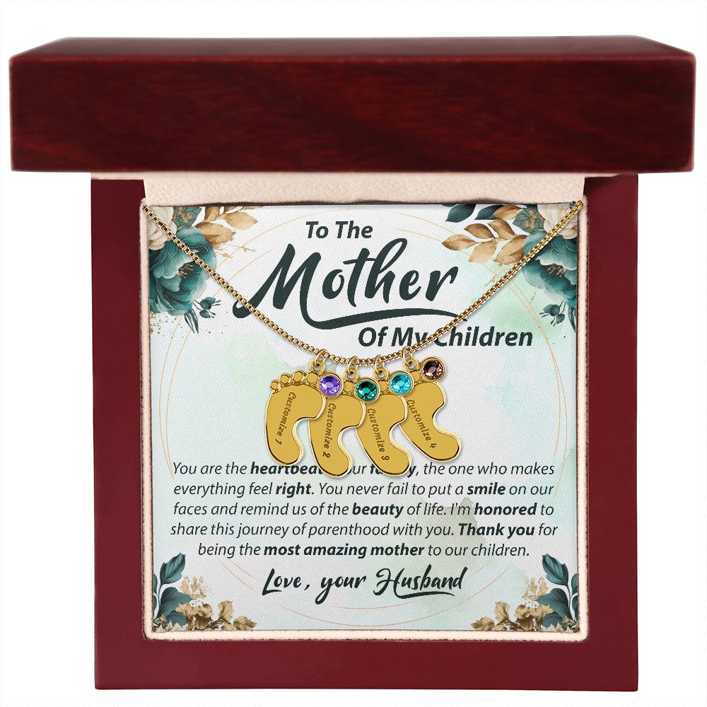 To The Mother Of My Children - Baby Feet Necklace