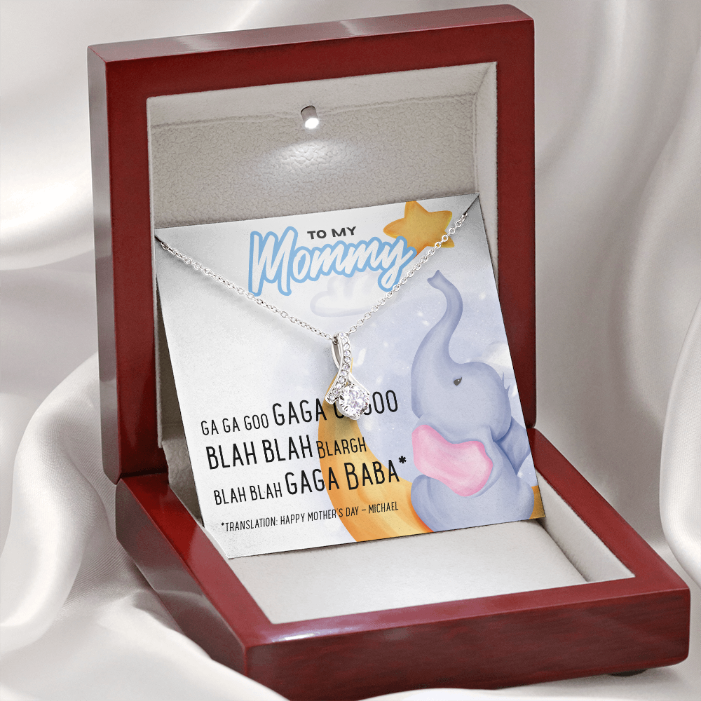 personalized - happy mothers day goo goo gaga - Blue- Alluring Beauty Necklace - JustFamilyThings