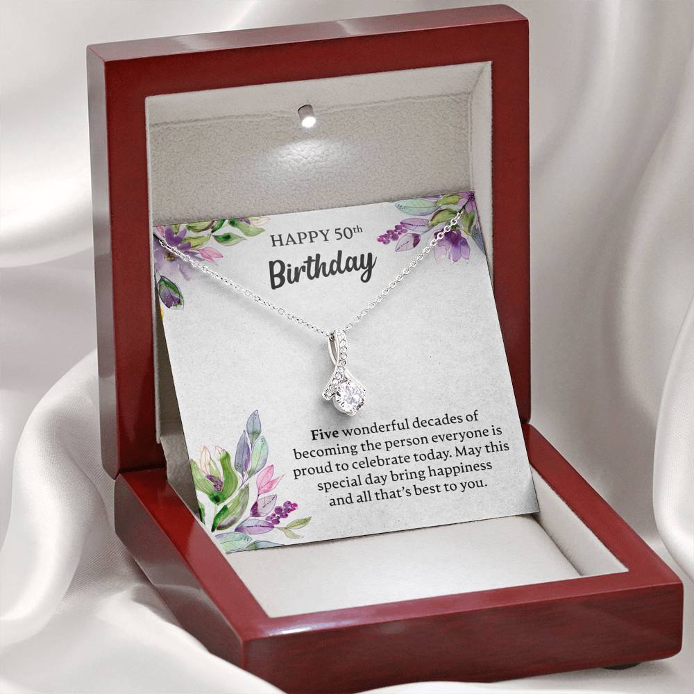 Happy 50th Birthday Necklace, Happy 50th Birthday Gift, 50th Birthday Jewelry Gift - JustFamilyThings
