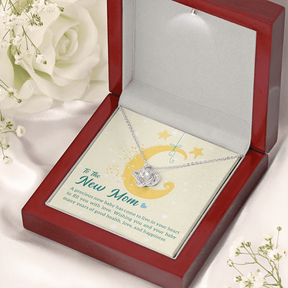To the New Mom - A precious new baby - Love Knot Necklace - JustFamilyThings