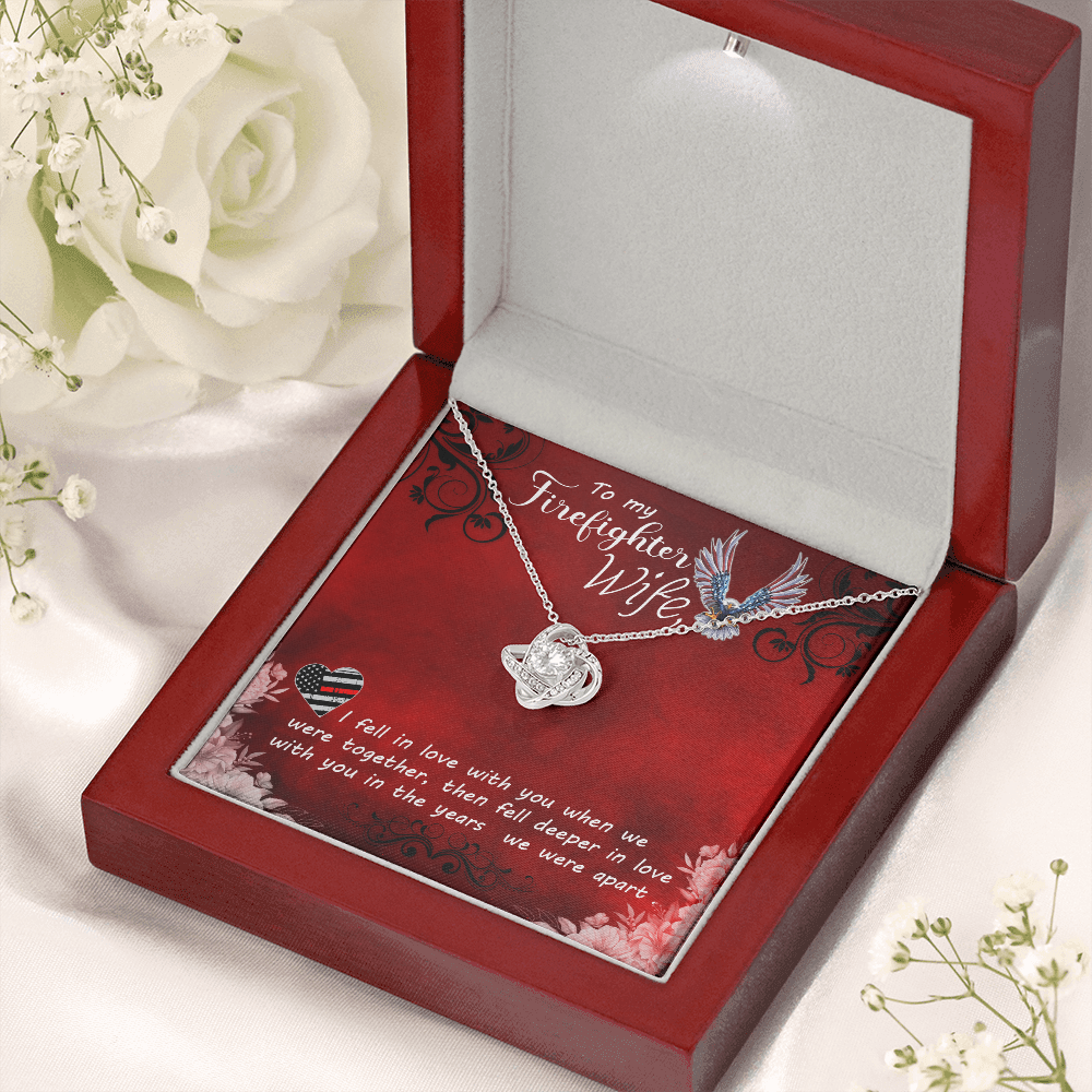 to my Firefighter wife - Love Knot Necklace - JustFamilyThings