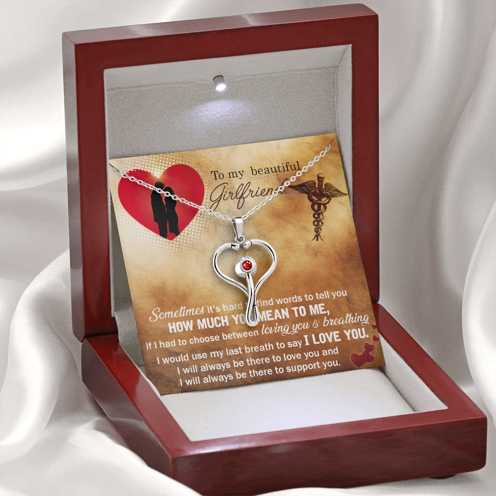 To my nurse girlfriend - Sometimes it's hard to find words - Stethoscope Necklace - JustFamilyThings