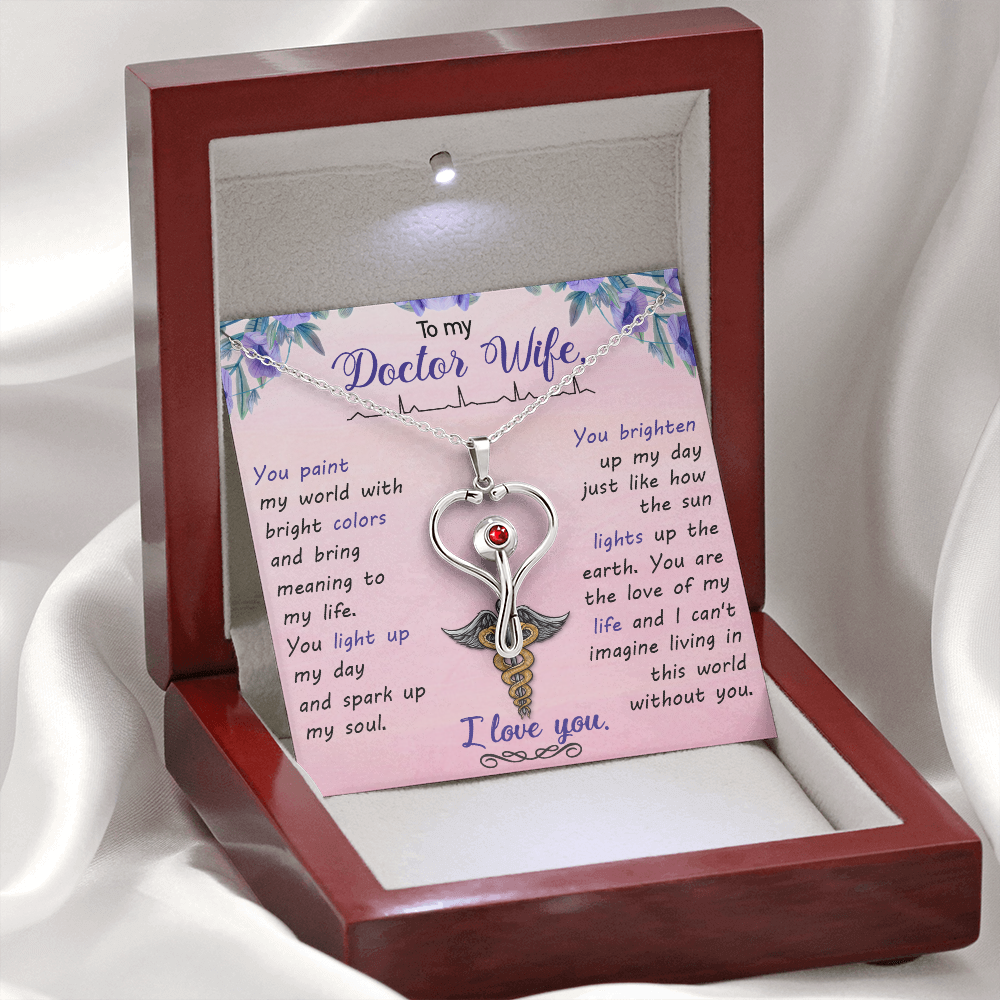 To my doctor wife - you paint my world - Stethoscope Necklace - JustFamilyThings