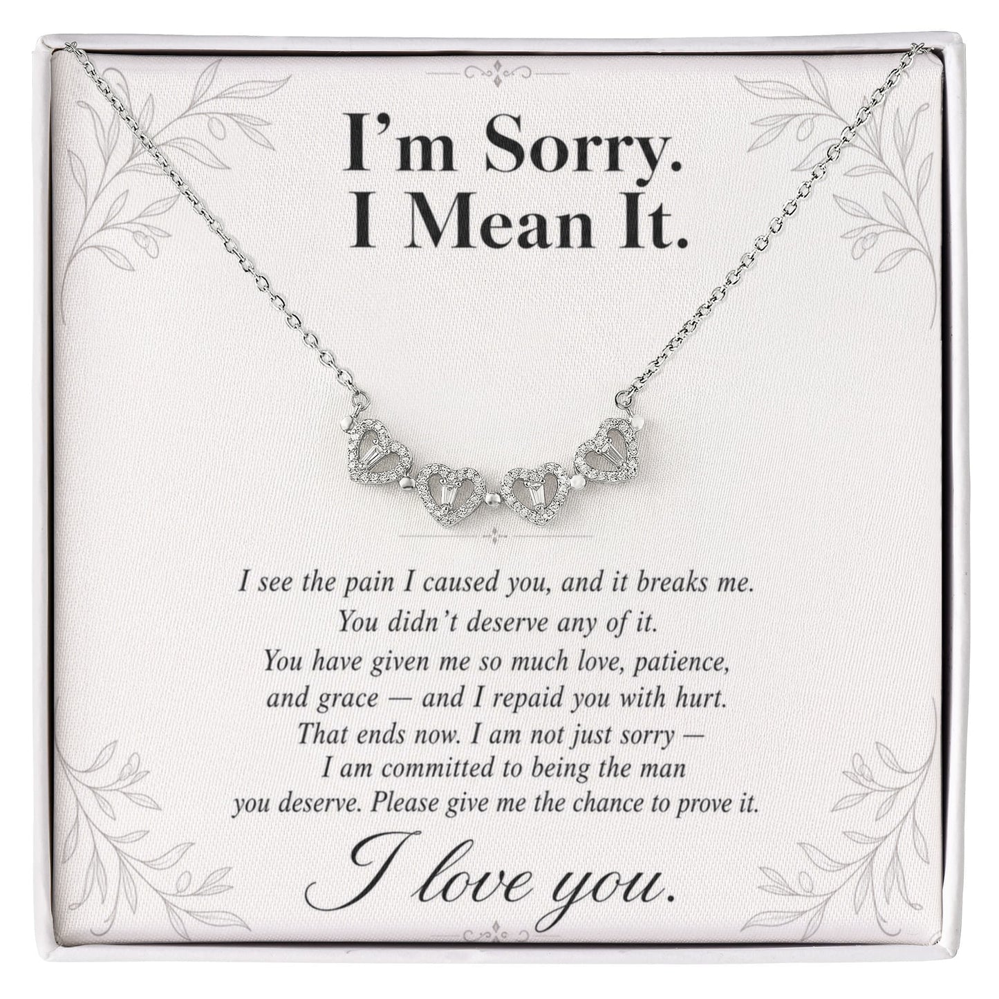 I'm Sorry I Mean It - Apology Gift for Her - Magnetic Hearts Necklace