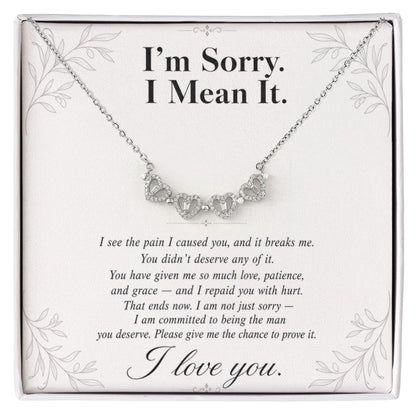 I'm Sorry I Mean It - Apology Gift for Her - Magnetic Hearts Necklace