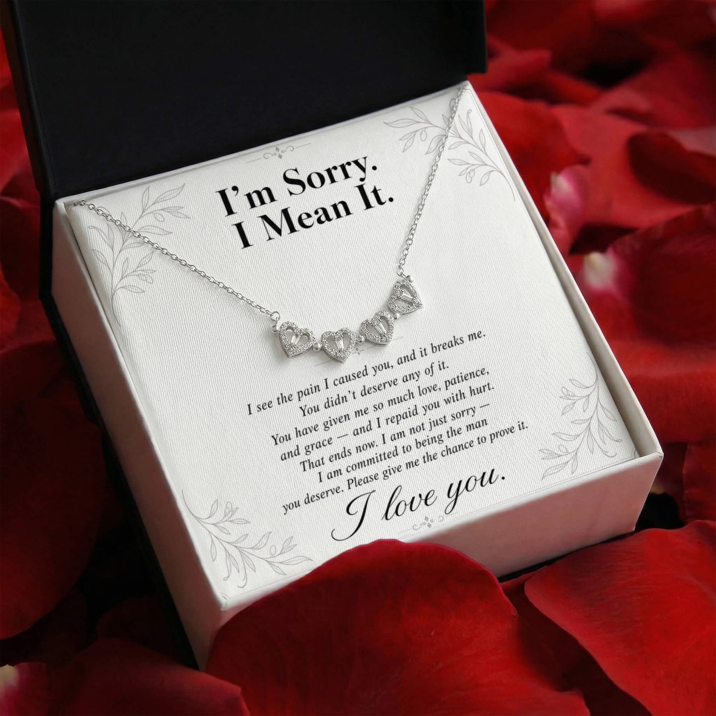 I'm Sorry I Mean It - Apology Gift for Her - Magnetic Hearts Necklace