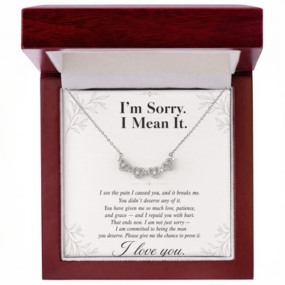 I'm Sorry I Mean It - Apology Gift for Her - Magnetic Hearts Necklace