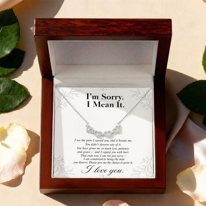 I'm Sorry I Mean It - Apology Gift for Her - Magnetic Hearts Necklace