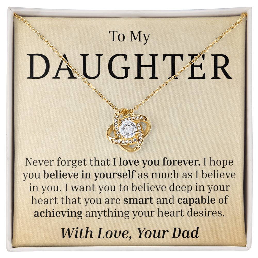 To My Daughter - Never Forget - Love Knot Necklace