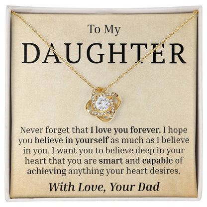 To My Daughter - Never Forget - Love Knot Necklace