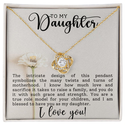 To My Daughter - I Love You - Love Knot Necklace