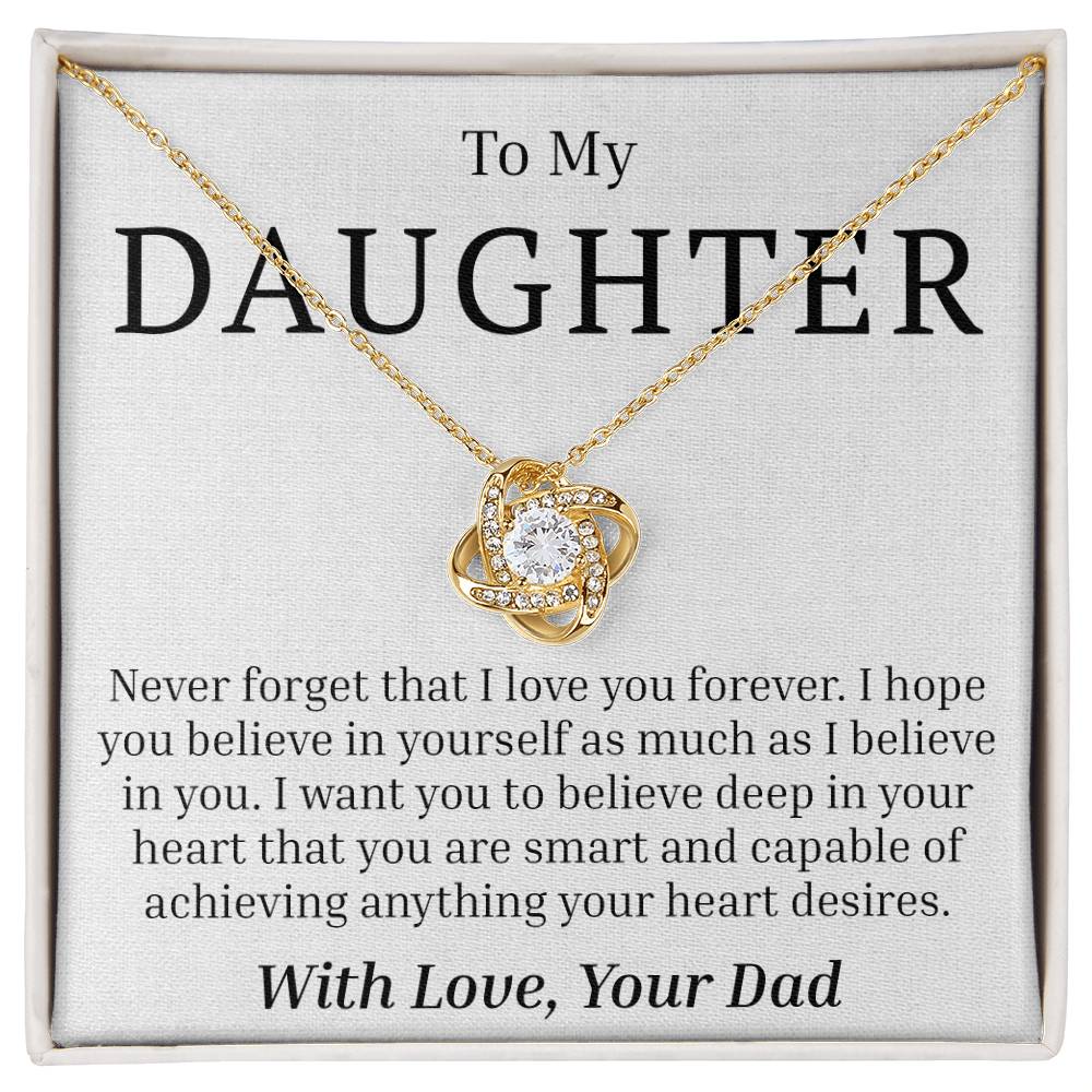 To My Daughter - Never Forget - Love Knot Necklace