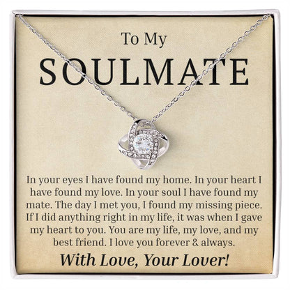 To My Soulmate - In Your Eyes - Love Knot Necklace