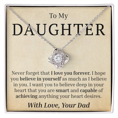 To My Daughter - Never Forget - Love Knot Necklace