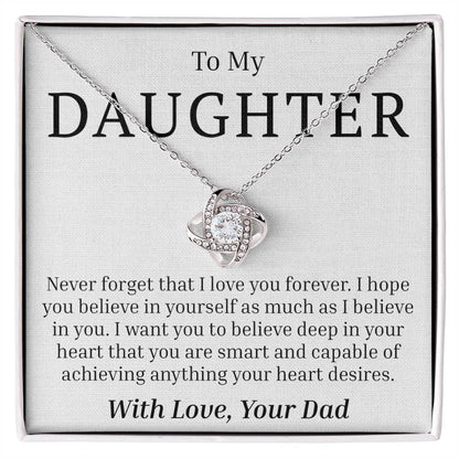 To My Daughter - Never Forget - Love Knot Necklace