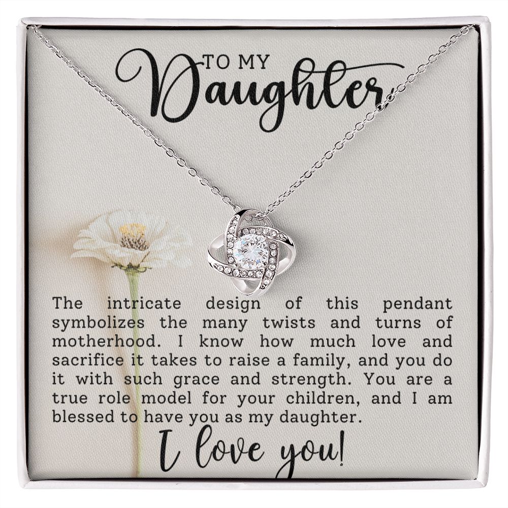 To My Daughter - I Love You - Love Knot Necklace