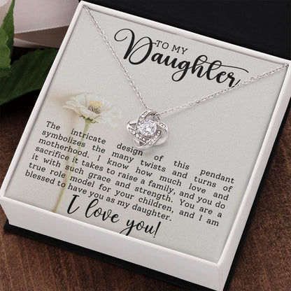 To My Daughter - I Love You - Love Knot Necklace