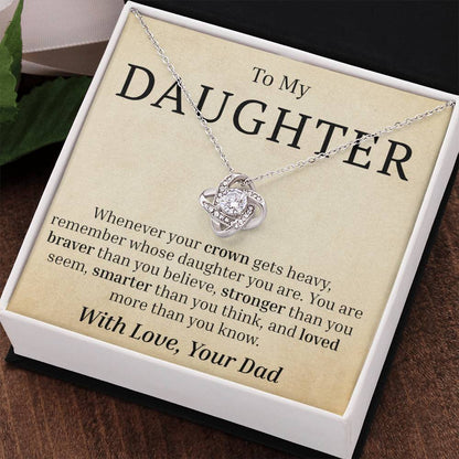 To My Daughter - Your Crown - Love Knot Necklace