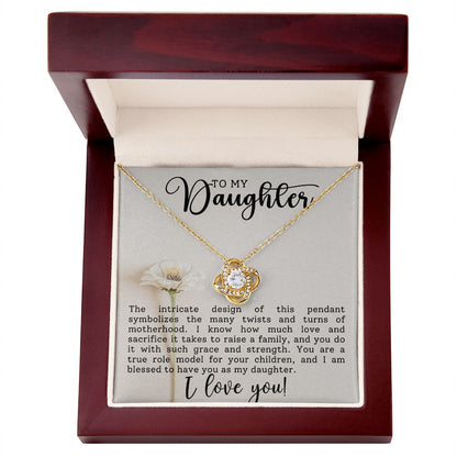 To My Daughter - I Love You - Love Knot Necklace