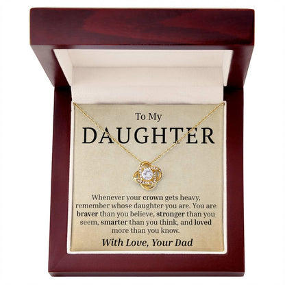 To My Daughter - Your Crown - Love Knot Necklace