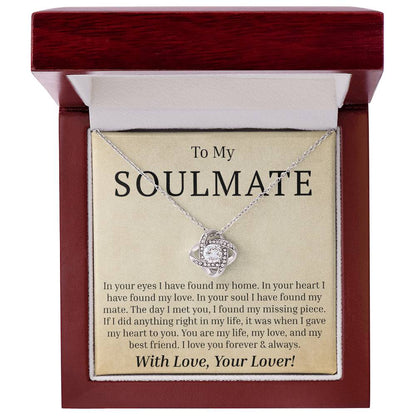 To My Soulmate - In Your Eyes - Love Knot Necklace