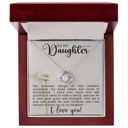 To My Daughter - I Love You - Love Knot Necklace