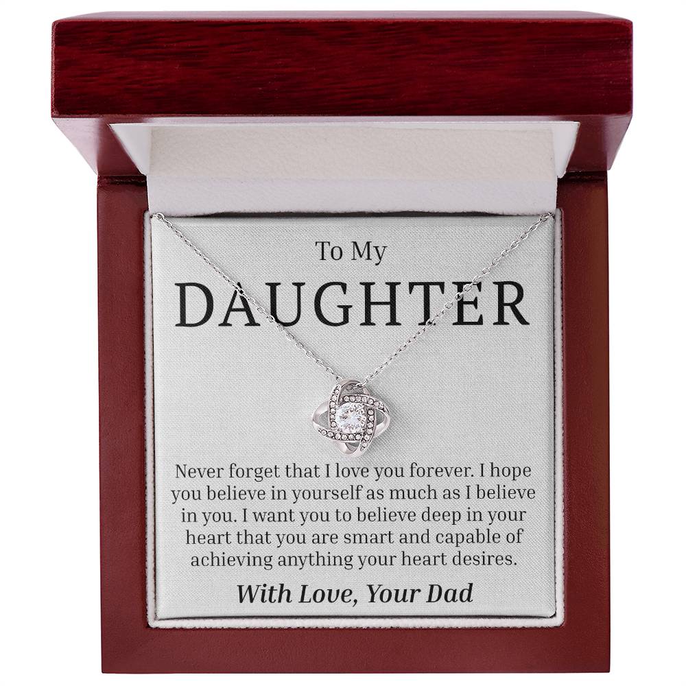 To My Daughter - Never Forget - Love Knot Necklace