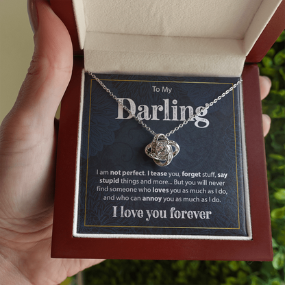 Gift for Her "To My Darling, I am Not Perfect" - Love Knot Necklace