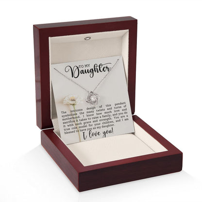 To My Daughter - I Love You - Love Knot Necklace