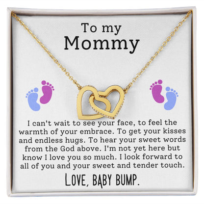 To My Mommy - I Can't Wait To See Your Face - Interlocking Hearts Necklace