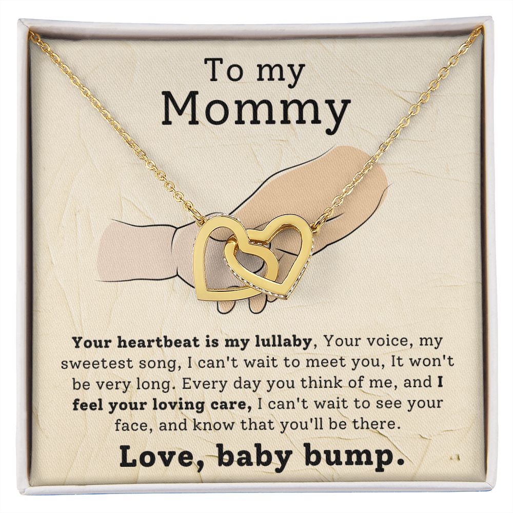 To My Mommy - Your Heartbeat Is My Lullaby - Interlocking Hearts Necklace