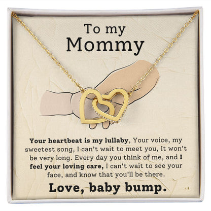 To My Mommy - Your Heartbeat Is My Lullaby - Interlocking Hearts Necklace