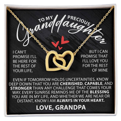 To My Precious Granddaughter - Even If Tomorrow Holds Uncertainties - Interlocking Hearts Necklace