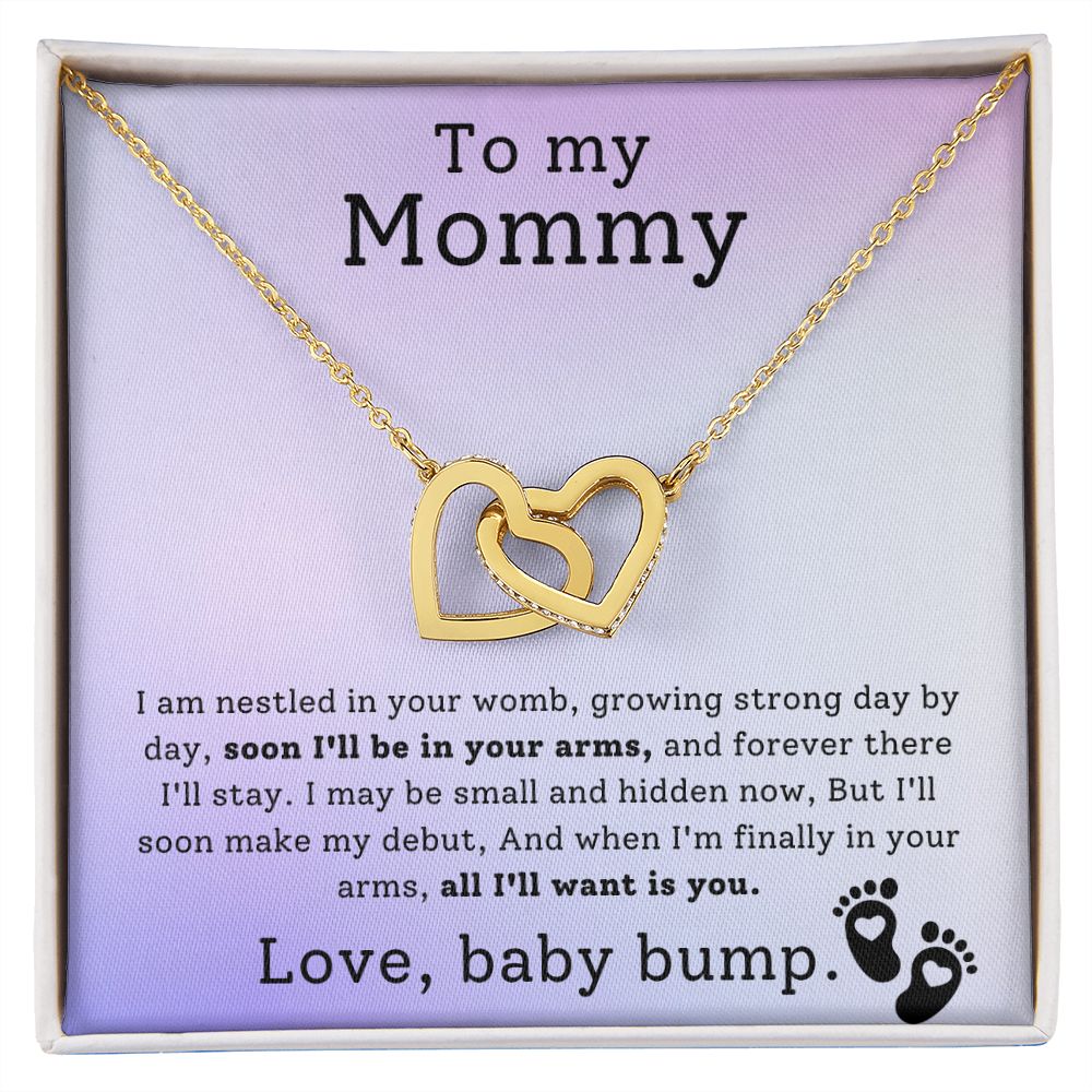 To My Mommy - I Am Nestled - Interlocking Hearts Necklace