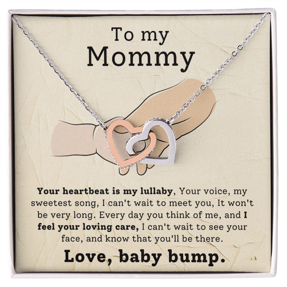 To My Mommy - Your Heartbeat Is My Lullaby - Interlocking Hearts Necklace