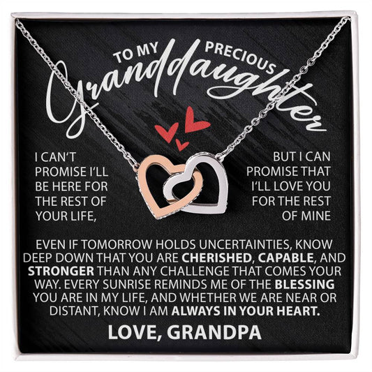 To My Precious Granddaughter - Even If Tomorrow Holds Uncertainties - Interlocking Hearts Necklace