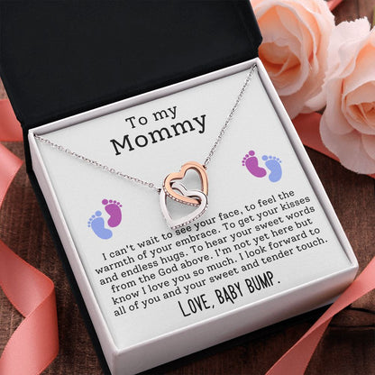 To My Mommy - I Can't Wait To See Your Face - Interlocking Hearts Necklace
