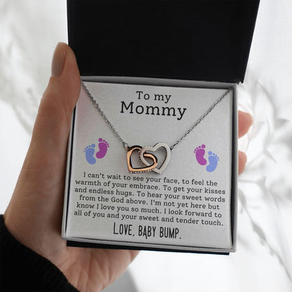 To My Mommy - I Can't Wait To See Your Face - Interlocking Hearts Necklace