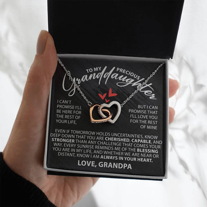 To My Precious Granddaughter - Even If Tomorrow Holds Uncertainties - Interlocking Hearts Necklace