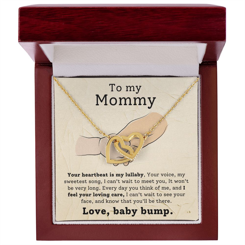 To My Mommy - Your Heartbeat Is My Lullaby - Interlocking Hearts Necklace