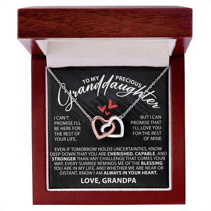 To My Precious Granddaughter - Even If Tomorrow Holds Uncertainties - Interlocking Hearts Necklace