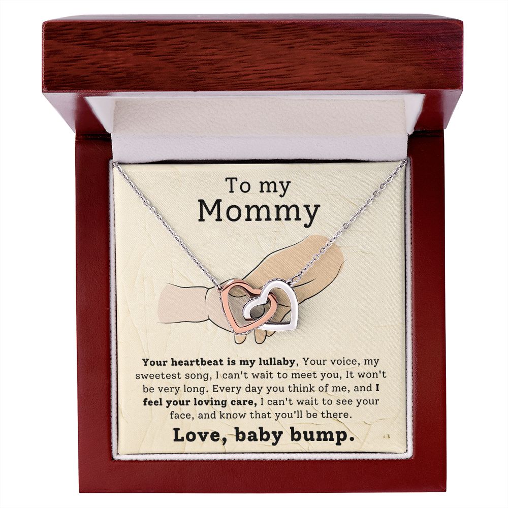 To My Mommy - Your Heartbeat Is My Lullaby - Interlocking Hearts Necklace